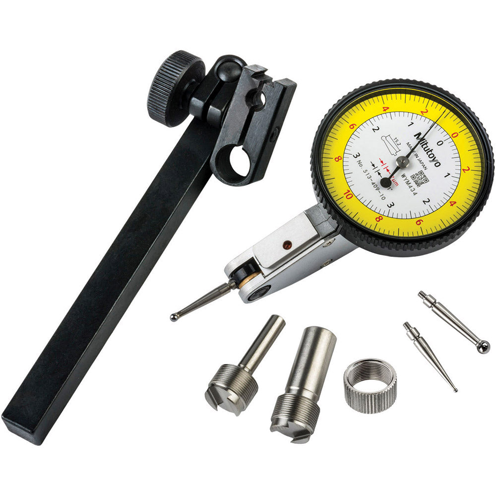 Mitutoyo 513-409-10T Dial Test Indicator 0.20 mm Max, 0-10-0 Dial Reading, 3.00 microm Accuracy