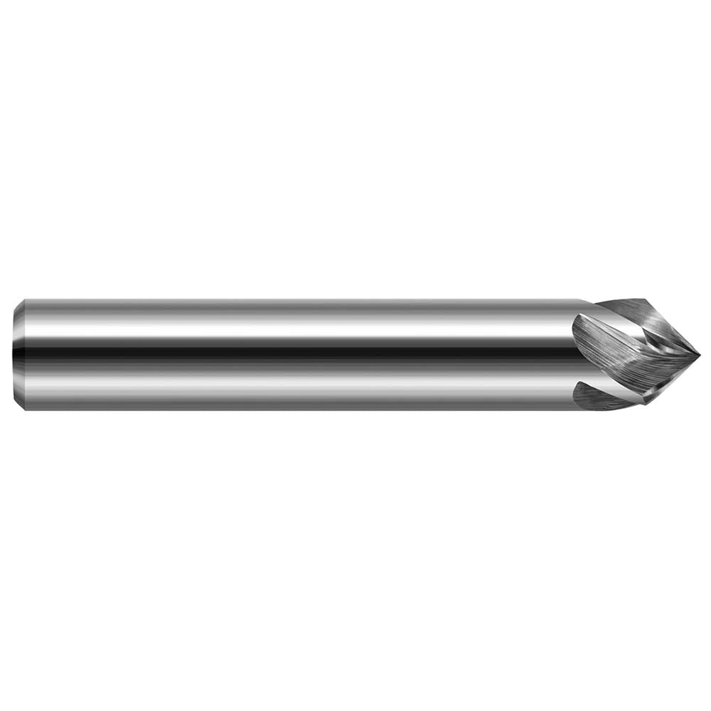 Harvey Tool 860516 Chamfer Mill 1/4" Dia, 1/4" Shank Dia, 90 deg, 2 Flute, Solid Carbide, Single End