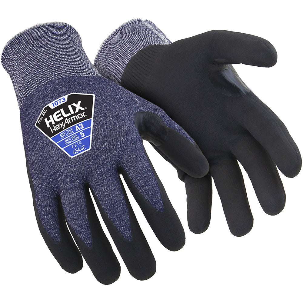 HexArmor 1073-XXS (5) Cut-Resistant Gloves Size 2XS, ANSI Cut A3, Nitrile, HPPE