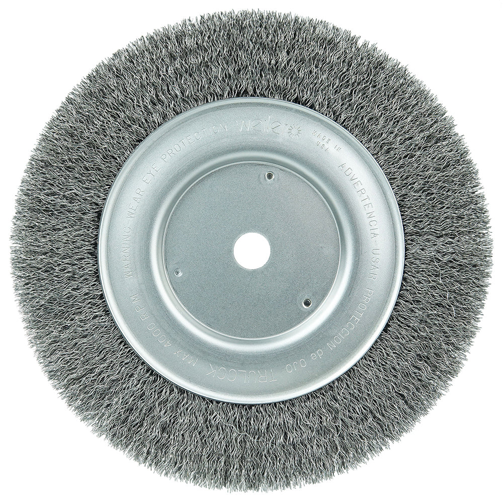 Weiler 01514 Wheel Brush 8" Wheel Dia, 7/8" Face Width, 0.0118" Wire Dia, Crimped