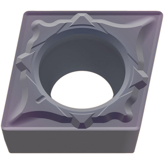 Mitsubishi 197683 Turning Inserts Insert Style CCMT  ANSI Size Code 32.50.5  ISO Size Code 09T302  Insert Shape C - Diamond (Rhombic) 80-Deg  Included Angle 80  Inscribed Circle (Inch) 3/8