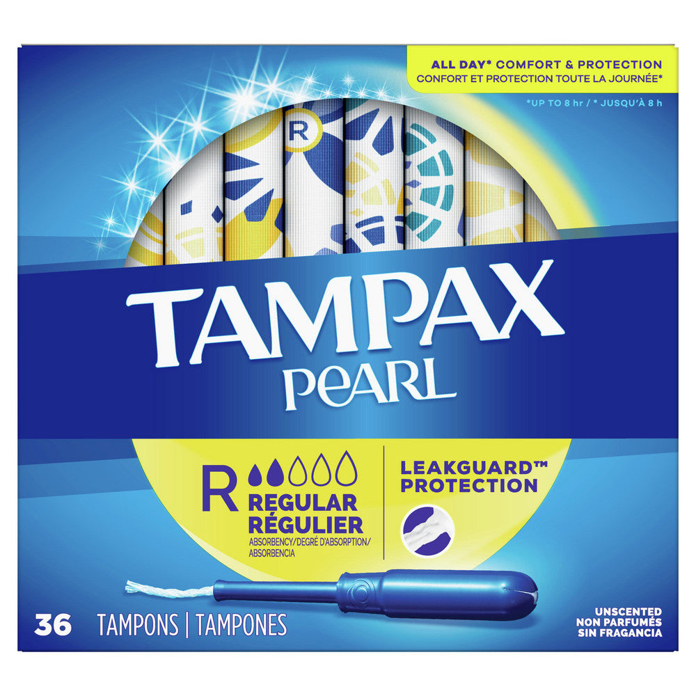 Tampax PGC71127BX Tampax Pearl Tampons, Regular Absorbency, 36 Count, 12/Case
