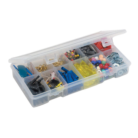 Plano Molding 345500 Small Parts Boxes & Organizers Product Type Compartment Box  Lock Type Tension Latch  Width (Inch) 4  Number of Dividers 6  Removable Dividers Yes  Color Clear