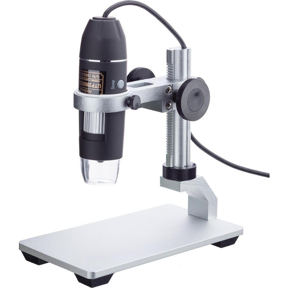 AmScope UTP200X020MP 10X-200X 2MP Handheld USB Digital Microscope with LED Illumination and Metal Stand