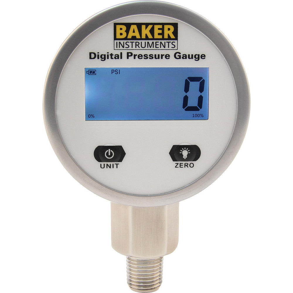 Baker Instruments B50100 Pressure Gauge 0 to 100 psi, 1/4" MNPT, Bottom Mount
