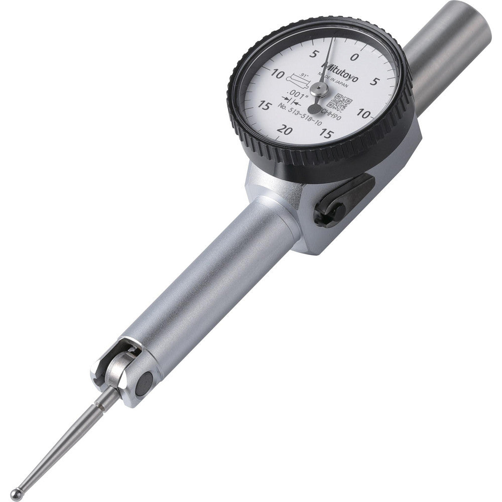 Mitutoyo 513-518-10E Horizontal Dial Test Indicator 0.0400" Max, 0-20-0 Dial Reading, 0.001000" Accuracy