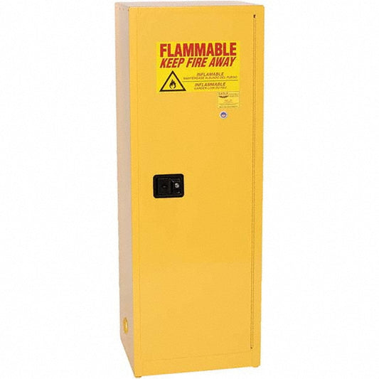 Eagle 1923X Flammable & Hazardous Storage Cabinets 24 gal Drum, 1 Door, 3 Shelf, Manual Closing, Yellow