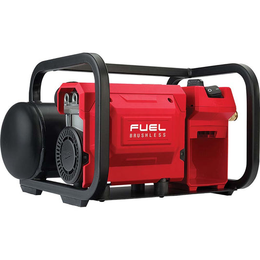 Milwaukee Tool 2840-20 Portable Electric Air Compressors Horsepower 0 W 0 h 0 hp old 0 hp Horse Power 0 W 0 h 0 hp old 0 hp CFM 1.2 Input Voltage 18 V Tank Capacity 2 Gal. Configuration Hot Dog Tank Size 2 gal (US) Includes 2840 2 Gallon Compressor Input