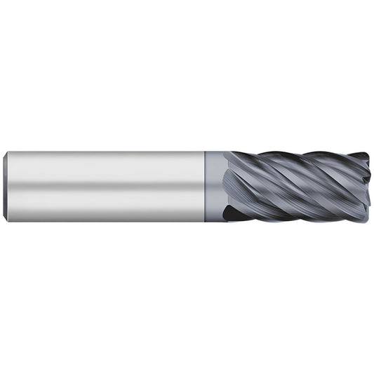 Titan USA TC64432 Corner Radius End Mill 1/2" Dia, 5/8" LOC, 0.03" Radius, 6 Flutes, Solid Carbide
