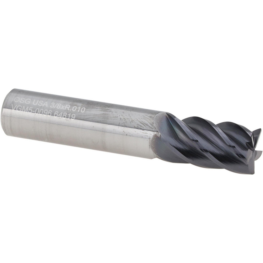 OSG VGM5-0096 VGM Corner Radius End Mill 3/8" Dia, 9/16" LOC, 0.0100" Radius, 5 Flute, Solid Carbide