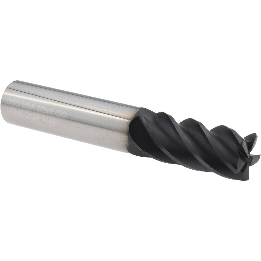 OSG VGM5-0134 VGM Corner Radius End Mill 1/2" Dia, 1" LOC, 0.0300" Radius, 5 Flute, Solid Carbide