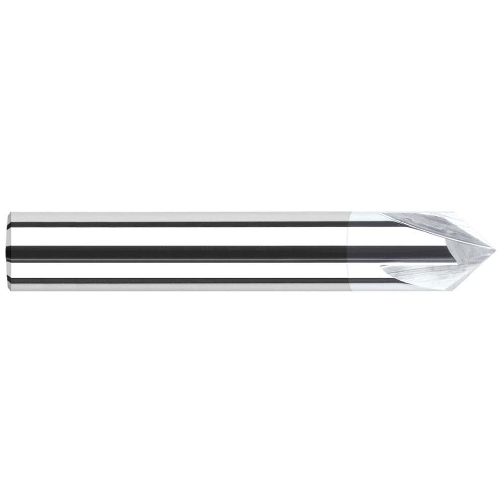 Harvey Tool 18745-C8 Chamfer Mill 1/8" Dia, 1/8" Shank Dia, 90 deg, 2 Flute, Solid Carbide, Single End
