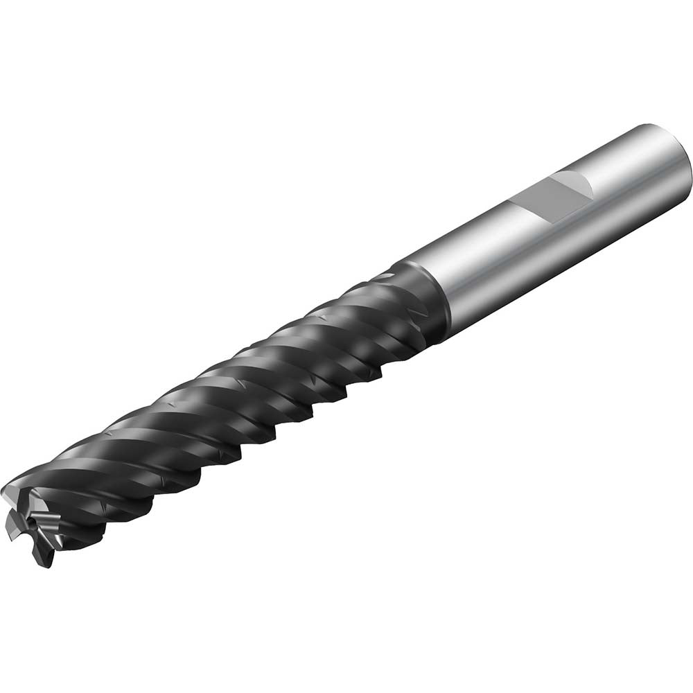 Sandvik Coromant 7963642 Corner Radius End Mill 1/2" Dia, 2-1/2" LOC, 0.77 mm Radius, 5 Flutes, Solid Carbide