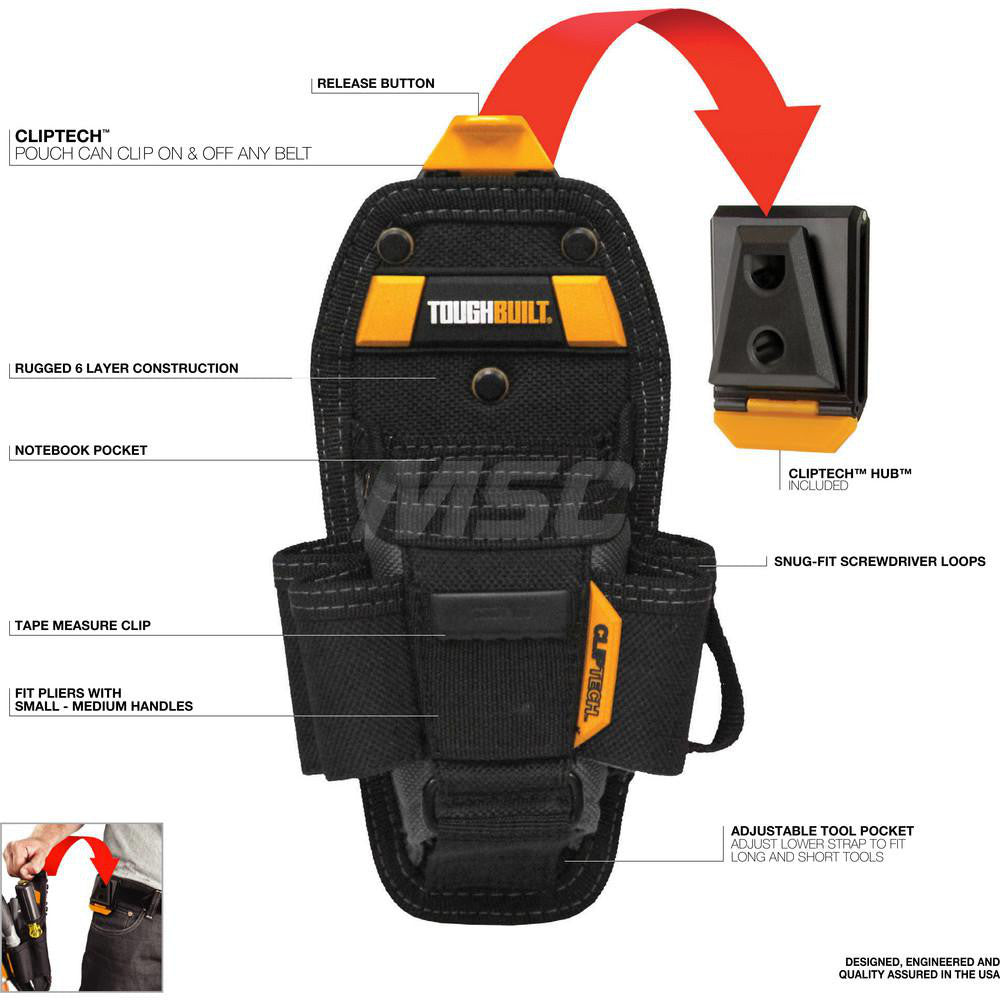 Toughbuilt TB-CT-36-M7 Tool Pouch 7 Pockets, Polyester, Black