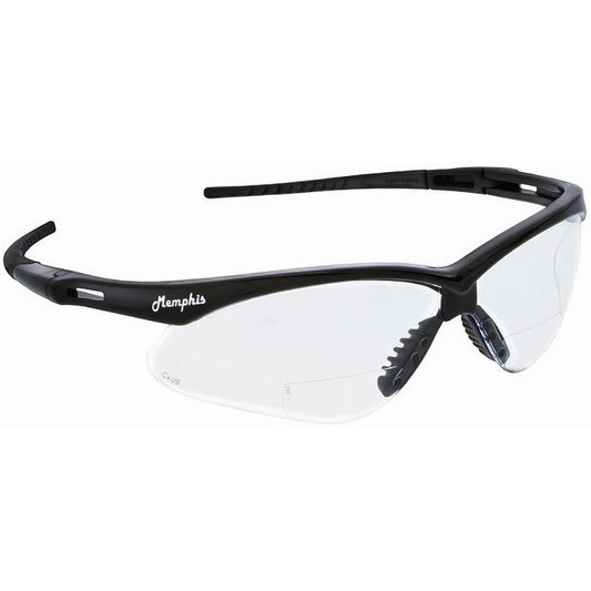 MCR Safety MPH10 Magnifying Safety Glasses 1.00, Clear Lenses, Scratch-Resistant, ANSI Z87.1+