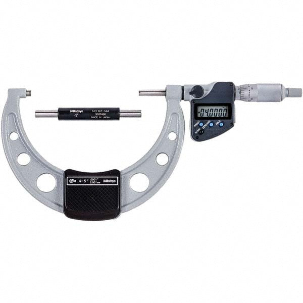 Mitutoyo 293-350-30CAL Electronic Outside Micrometer 5" Max, Carbide-Tipped Face, IP65