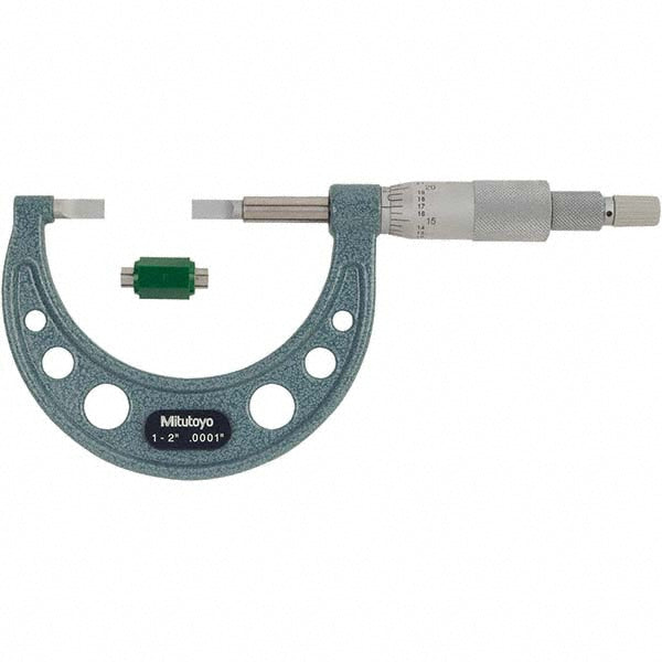 Mitutoyo 122-126-10CAL Blade Micrometer Mechanical, 1 to 2"