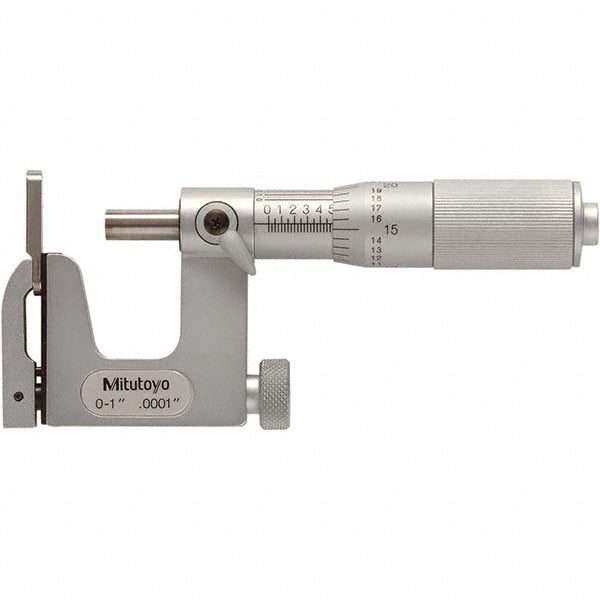 Mitutoyo 117-107CAL Multi-Anvil Micrometers Operation Type Mechanical Anvil Type Rod Flat Maximum Measurement (Decimal Inch) 1.0000 Thimble Type Friction Calibrated Yes Traceability Certification Included TUV Certified Nist Features Interchangeable Anvils Gr