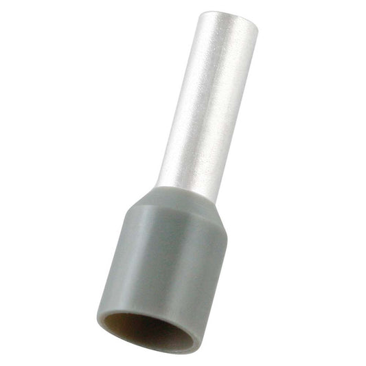 Value Collection E4010-GREY Electrical Wire Ferrules Insulation Type Partially Insulated Connection Type Crimp Compatible Wire Size (sq mm) 4 mm² 12 AWG Compatible Wire Size (AWG) 12 Pin Length 10.0 mm 0.394 in Pin Length (mm) 10 Pin Diameter 2.8 mm Overall Length