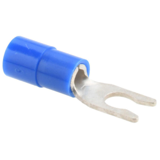 Value Collection LSNY2-3.7 Locking Fork Terminal Blue, Nylon, Partially Insulated, #6 Stud, Crimp
