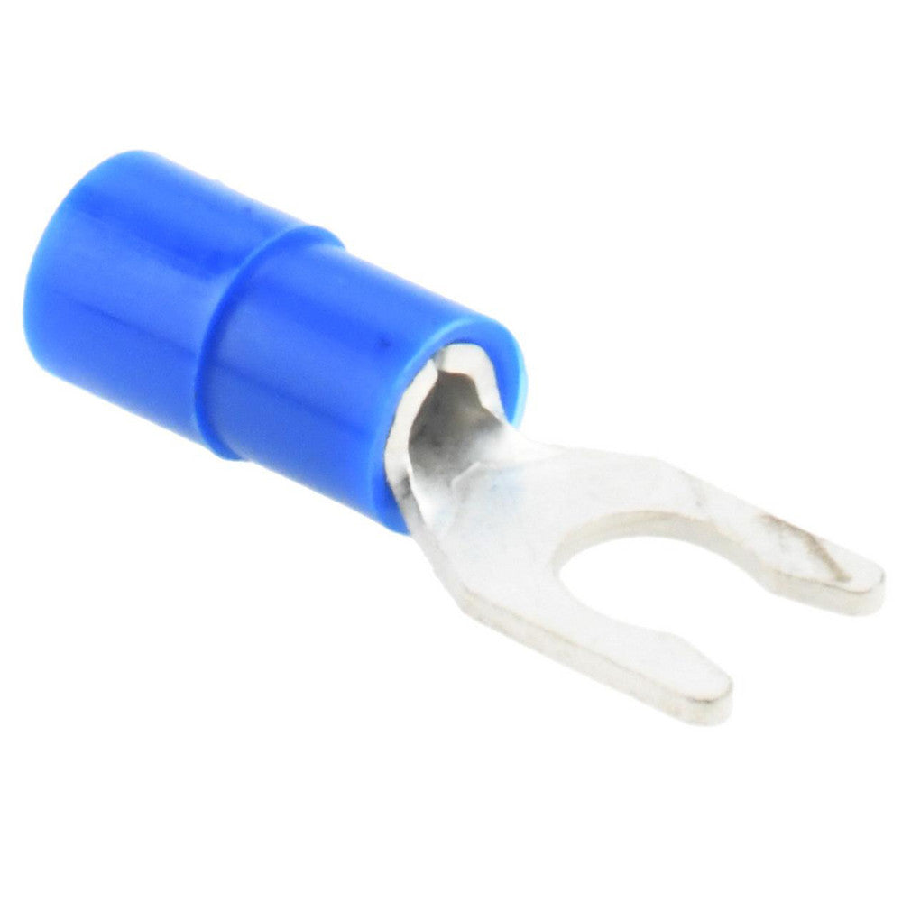 Value Collection LSNY2-4 Locking Fork Terminal Blue, Nylon, Partially Insulated, #8 Stud, Crimp