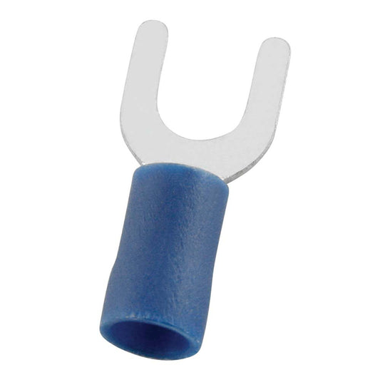 Value Collection SVL2-5 Standard Fork Terminal Blue, Vinyl, Partially Insulated, #10 Stud, Crimp