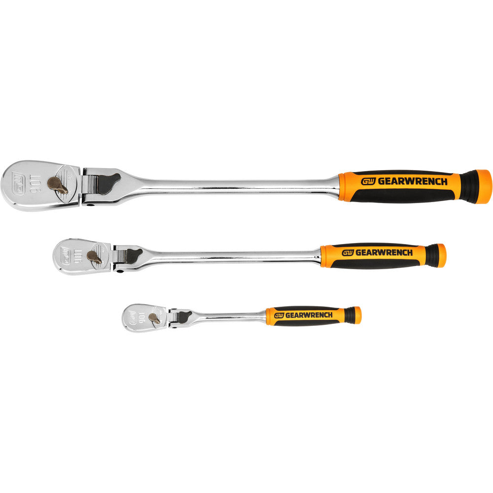 GEARWRENCH 81298T Ratchet Sets Drive Size (Inch) 1/4 3/8 1/2  Overall Length (Inch) Various  Head Shape Teardrop  Head Style Flex  Head Features Flat & Flex Reversible Standard  Material Alloy Steel