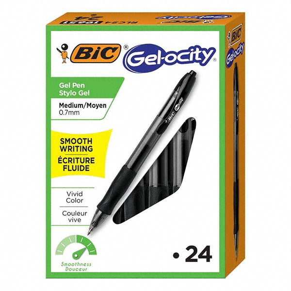 Bic BICRLC241BK Gel Roller Ball Pen 0.7 mm Tip, Black Ink