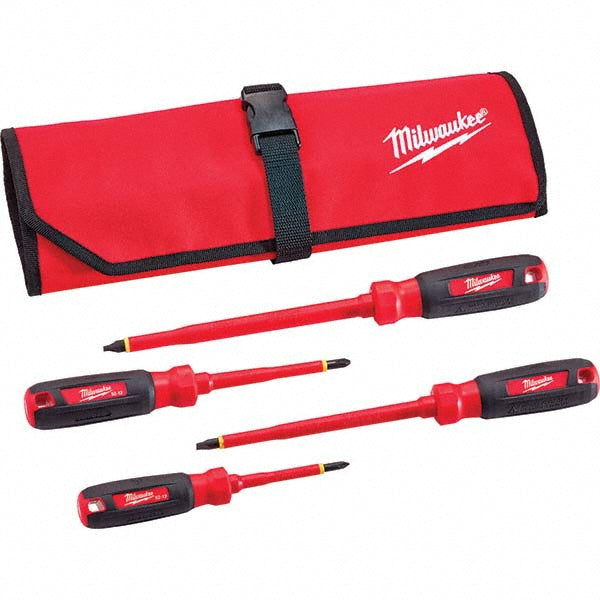 Milwaukee Tool 48-22-2204 Screwdriver Set 4 Pc, Insulated Slotted & Phillips