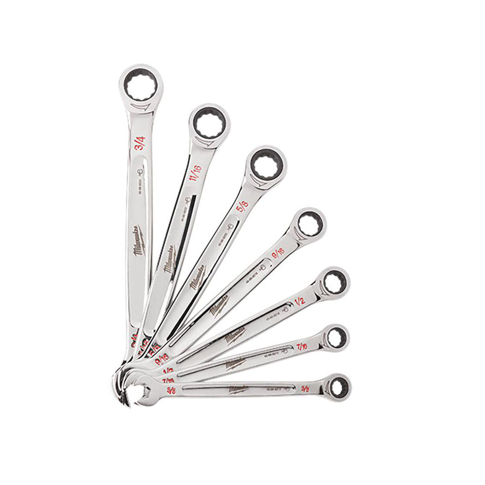 Milwaukee Tool 48-22-9406 Ratcheting Combination Wrench Set 7 Pc, Inch