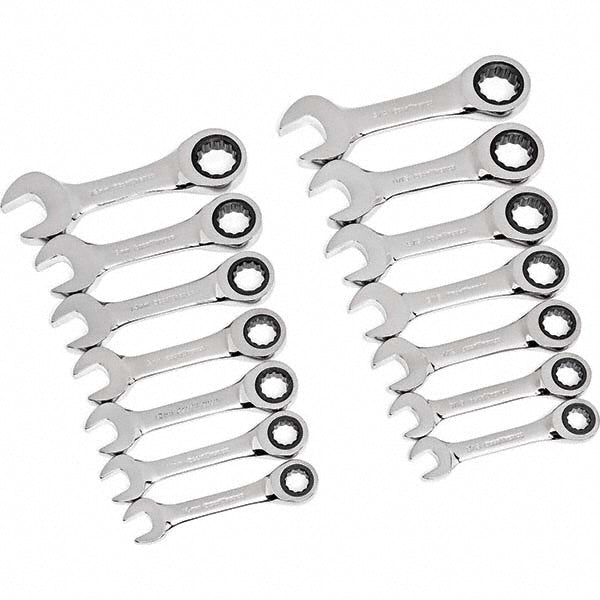 GEARWRENCH 85206 Ratcheting Combination Wrench Set 14 Pc, 1/2" 11/16" 3/4" 3/8" 5/8" 7/16" & 9/16" Wrench, Inch & Metric