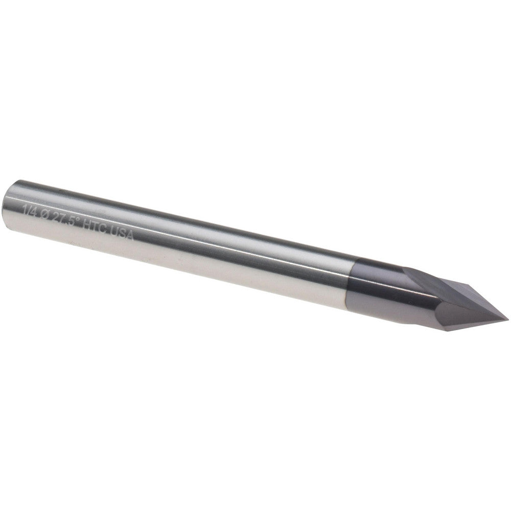 Harvey Tool 47628-C3 Chamfer Mill 1/4" Dia, 1/4" Shank Dia, 55 deg, 2 Flute, Solid Carbide, Single End