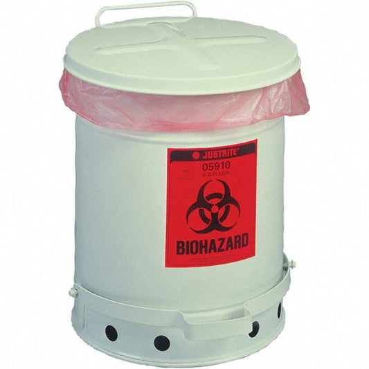 Justrite Mfg. Company 05910 Hazardous Waste Cans Container Capacity 6gal (US)  Container Shape Round  Lid Type Flip Up  Material Steel  Overall Diameter 11.875  Overall Height 15.875in