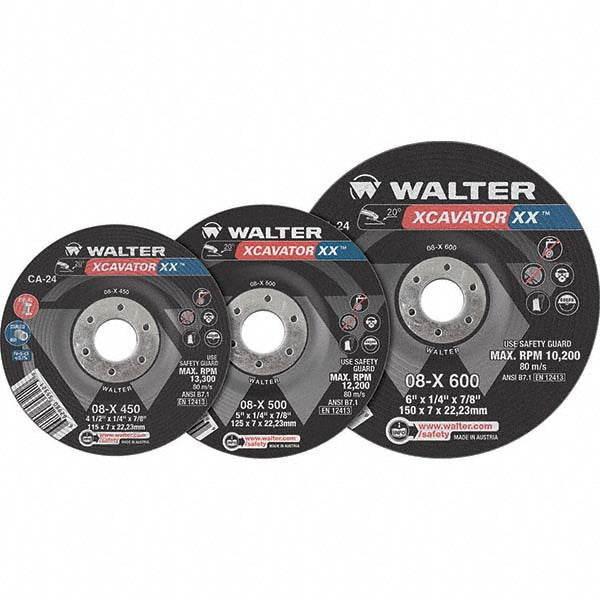 WALTER Surface Technologies 08X500 Cut-Off Wheel 5" Dia, 1/4" Thick, 7/8" Hole, Ceramic