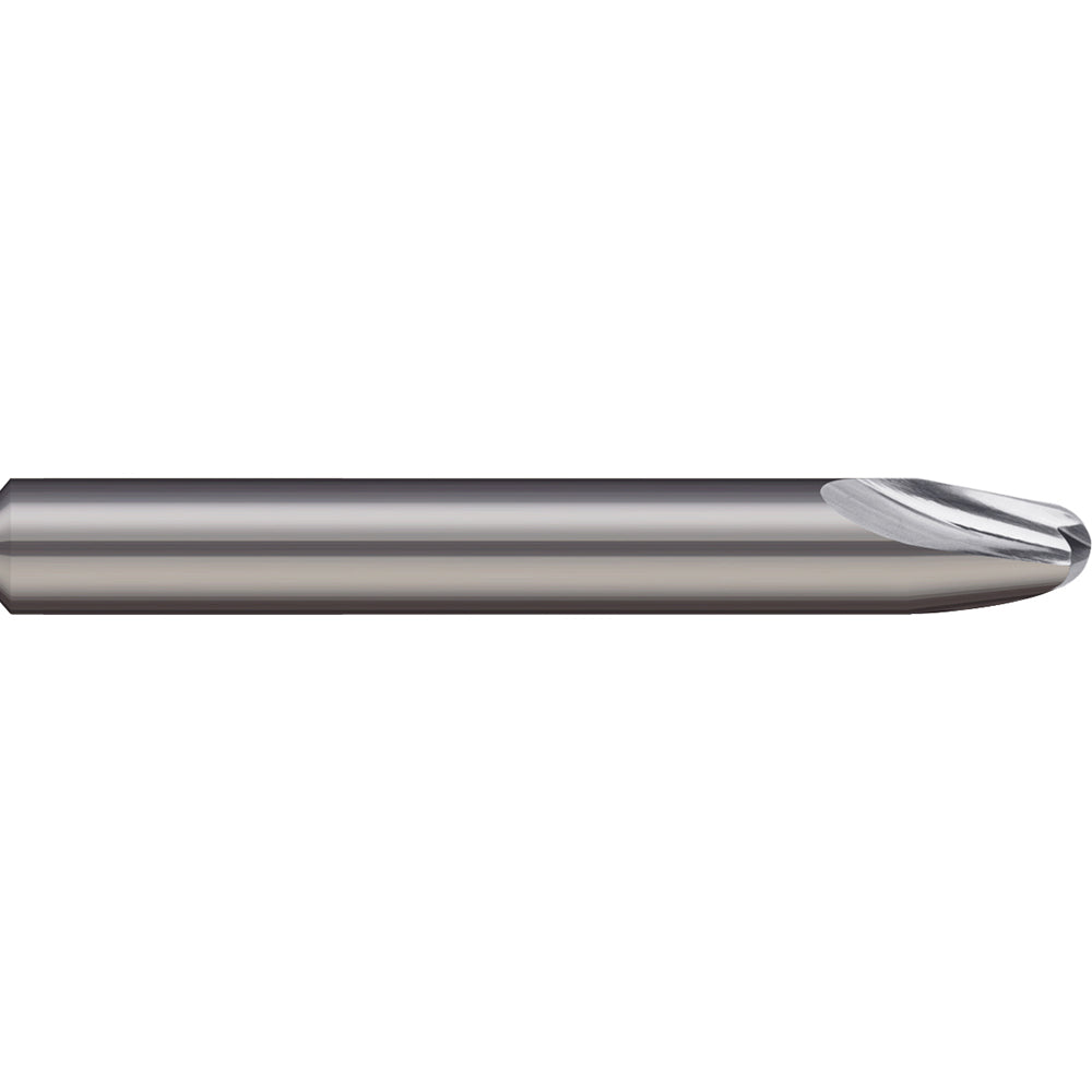 Micro 100 MRF-250-062 Tapered End Mill 15 deg Angle per Side, 1/8" Small Dia, 0.2870" LOC, 2 Flute, Solid Carbide, Ball End
