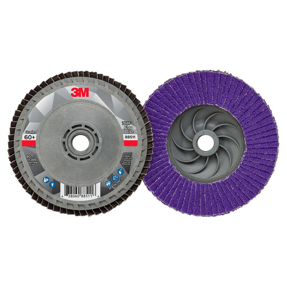 3M 7100243877 Flap Disc 4-1/2" Dia, 5/8-11 Hole, 60 Grit, Ceramic, Type 27