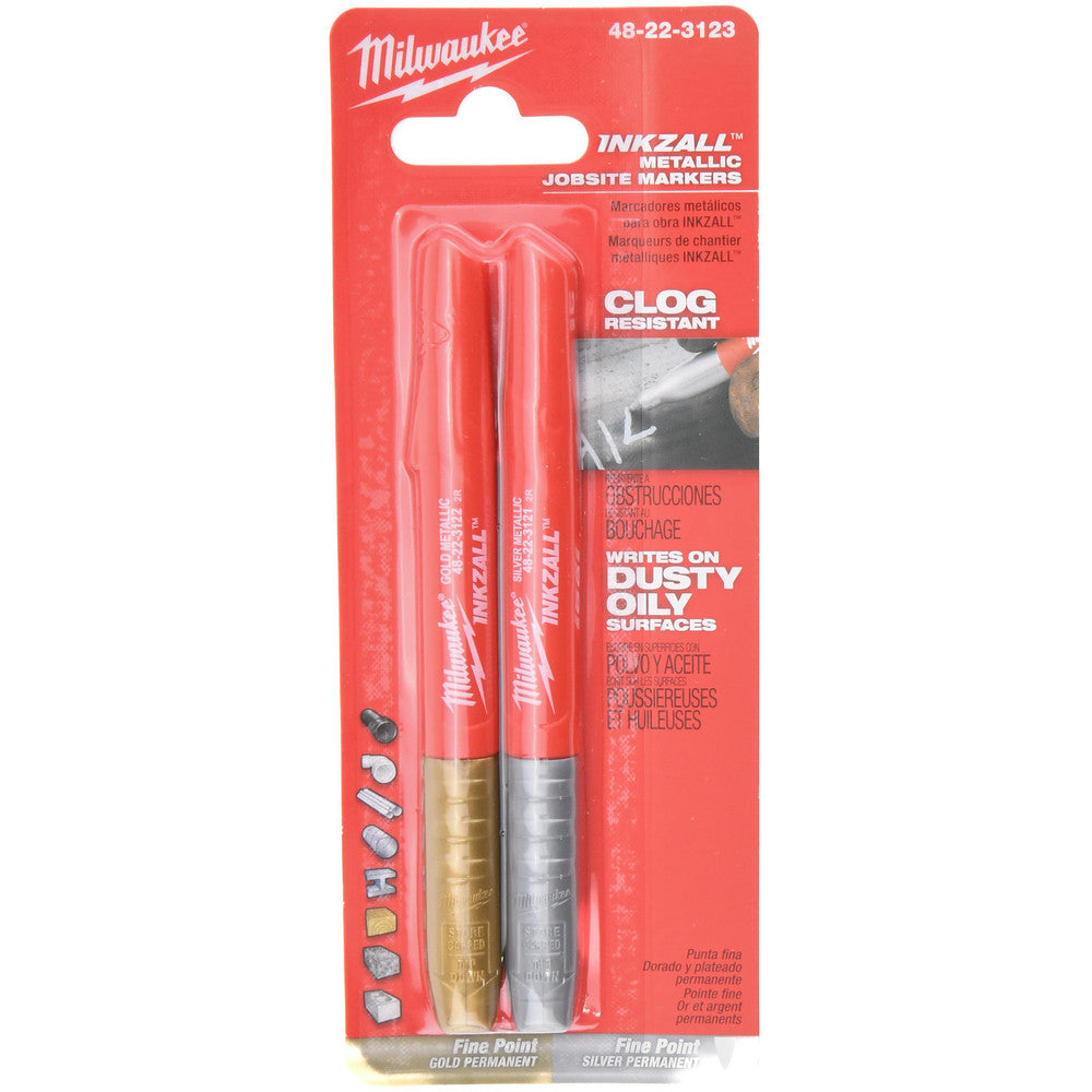 Milwaukee Tool 48-22-3123 UV Marker Silver & Gold, AP Non-Toxic, Fine Point
