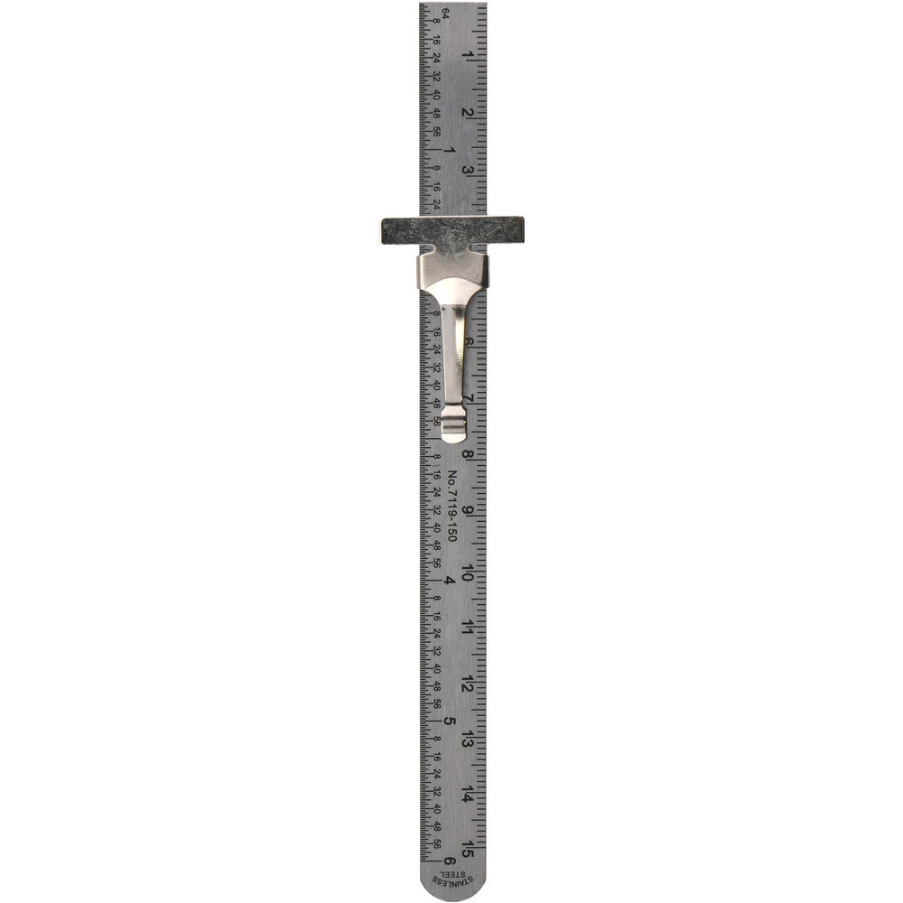 Insize USA LLC 7119-150 Steel Rule Inch & Metric Graduation, Rigid, 15/32" OAW