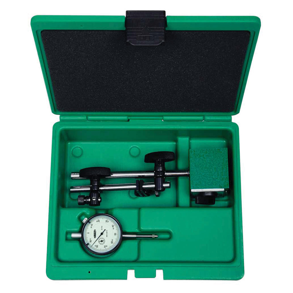 Insize USA LLC 5002-4E Dial Indicator & Base Kit 1.0000" Max Measurement, 0-100 Dial