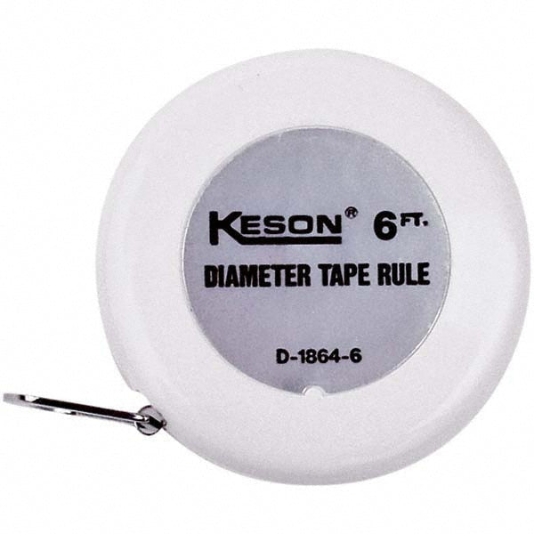 Keson D18646 Diameter Tape Measures Minimum Measurement (Meters) 0.00  Maximum Measurement (Inch) 72  Maximum Measurement (Feet) 6.00  Maximum Measurement (Meters) 72.00  Graduation (mm) 1/64 in  Graduation (Inch) 1/64 in