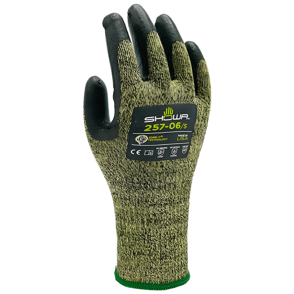 SHOWA 257M-07 Cut, Puncture & Abrasive-Resistant Gloves Size M, ANSI Cut A7, ANSI Puncture 2, Foam Nitrile, Kevlar