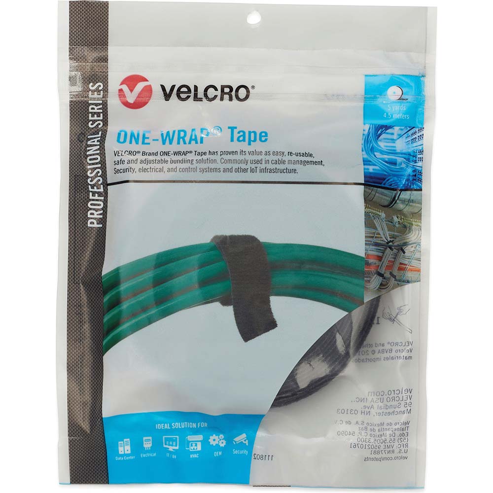 Velcro USA 31023 Cable Tie 180" Long, Black, Reusable