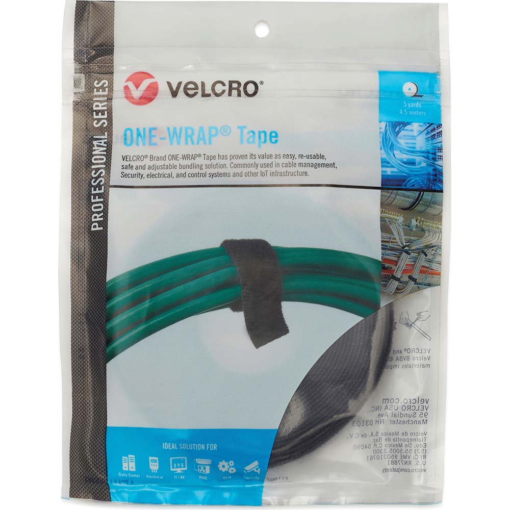 Velcro USA 31013 Cable Tie 180" Long, Black, Reusable