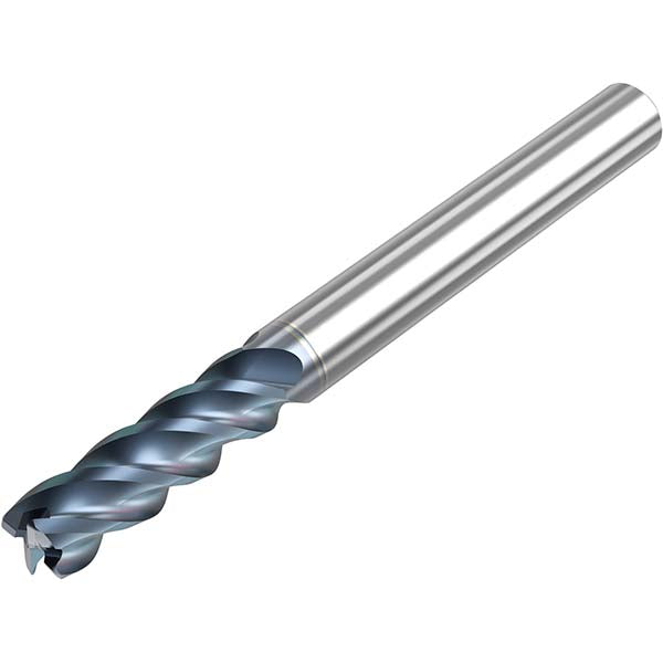 Seco 10008563 Corner Radius End Mill 3/16" Dia, 9/16" LOC, 0.0100" Radius, 4 Flute, Solid Carbide