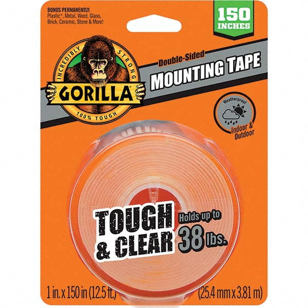 Gorilla Tape 6036002 Clear Double-Sided Polyethylene Foam Tape 1" Wide, 150" Long, 43 mil Thick, Acrylic Adhesive