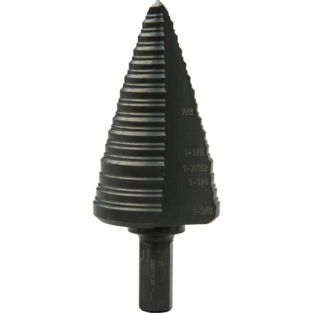 Greenlee GSB12-B Multi-Hole Step Bit 3/8" Shank Dia, Steel, 15 Hole Sizes