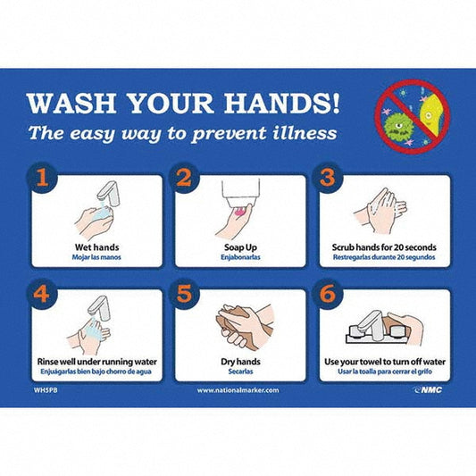 AccuformNMC WH5RB Sign Rectangle, "WASH YOUR HANDS! The easy way to prevent illness"