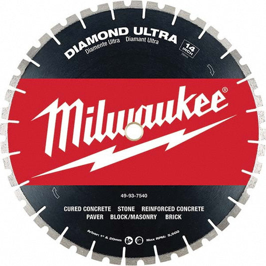 Milwaukee Tool 49-93-7540 Wet & Dry Cut Saw Blade 14" Dia, 1" Arbor Hole, 14" Kerf Width, 24 Teeth