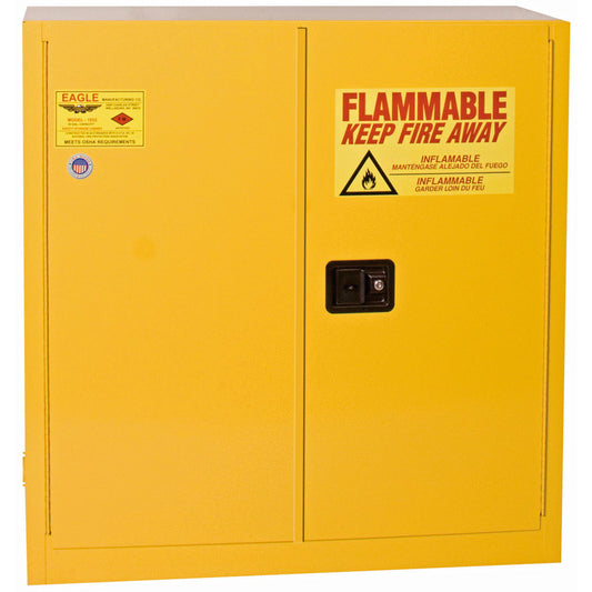 Eagle 1932X Flammable & Hazardous Storage Cabinets 30 gal Drum, 2 Door, 1 Shelf, Manual Closing, Yellow