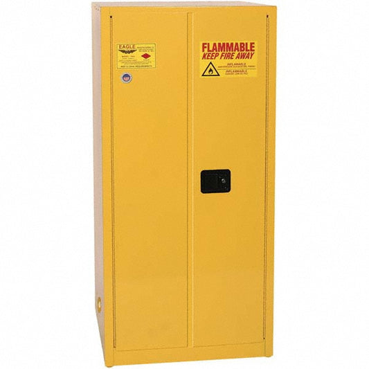 Eagle 1962X Flammable & Hazardous Storage Cabinets 60 gal, 2 Door, 2 Shelf, Manual Closing, Yellow